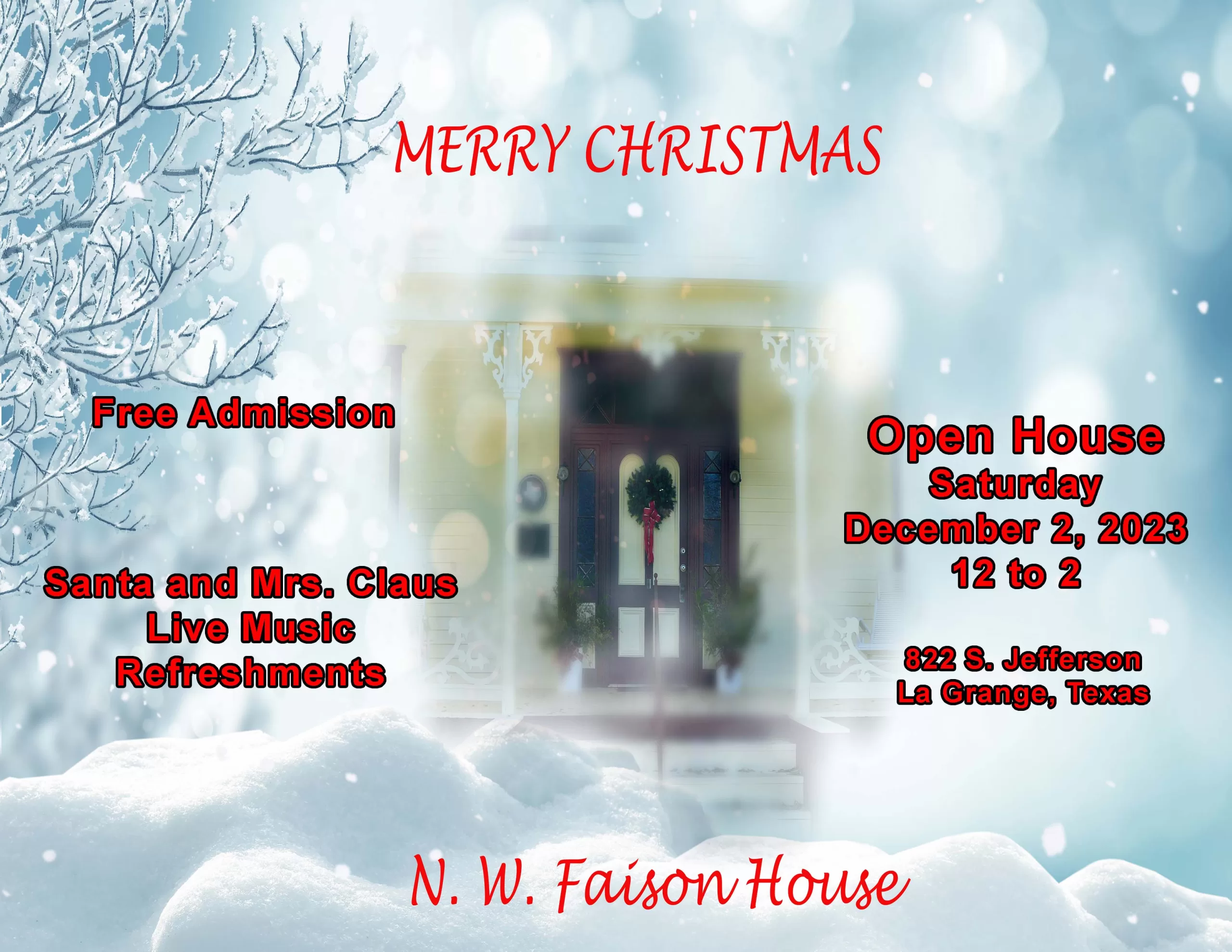 winter christmas background Christmas open house